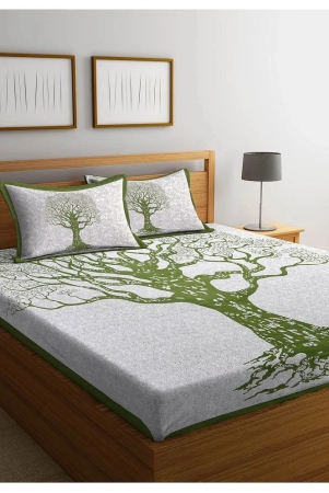 uniqchoice-cotton-double-bedsheet-with-2-pillow-covers-green