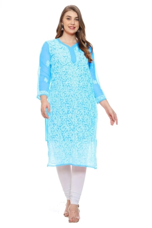 lavangi-women-lucknow-chikankari-sky-blue-georgette-kurti-with-matching-cotton-inner