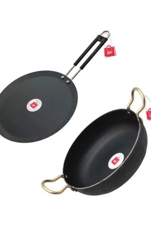 lazywindow-iron-tawa-kadhai-black-iron-no-coating-cookware-sets-set-of-1-