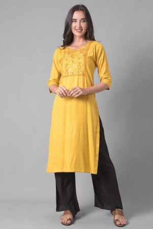 dollar-missy-cotton-blend-embroidered-straight-womens-kurti-yellow-pack-of-1-none