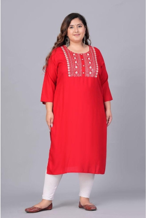 preksha-rayon-embroidered-straight-womens-kurti-red-pack-of-1-none