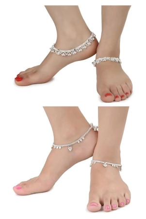 aanyacentric-combo-of-2-pair-silver-plated-white-metal-indian-traditional-ethnic-payal-anklets-silver