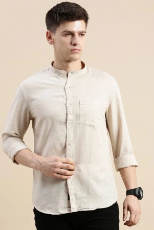 showoff-linen-regular-fit-solids-full-sleeves-mens-casual-shirt-beige-pack-of-1-none