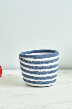 Planter Basket Dual Lines, 4 inches, Blue White