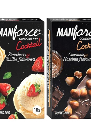 manforce-cocktail-combo-pack-hazelnut-chocolate-and-strawberry-vanilla-condom-set-of-2-20-sheets