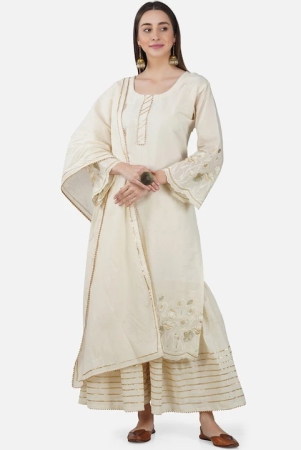 women-floral-printed-gotta-patti-pure-cotton-kurta-with-sharara-dupatta