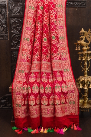 red-authentic-hand-meenakari-bandhej-banarasi-silk-georgette-saree-with-floral-zari-border-and-pallu-silk-marked-certified