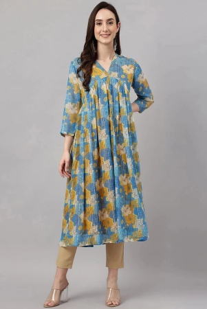 janasya-chiffon-printed-flared-womens-kurti-blue-pack-of-1-none