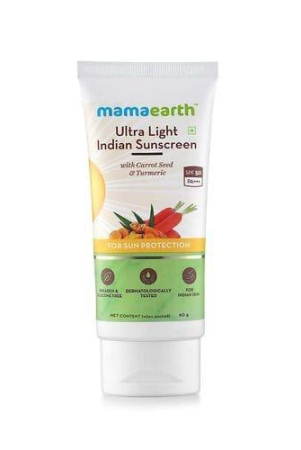 Mamaearth Ultra Light Indian Sunscreen SPF50 PA+++ With Turmeric & Carrot Seed (80gm)