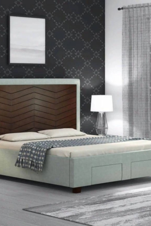 King Size Bed with Storage in Grey Color-Grey