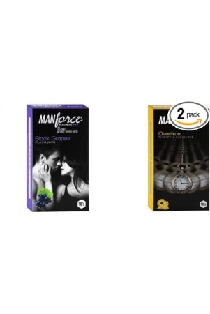 manforce-3-in-1-ribbed-contour-dotted-wild-black-grapes-flavoured-condoms-10-pieces-overtime-pineapple-3in1-ribbed-contour-dotted-condoms-10-pieces-condom-set-of-2-20-sheets