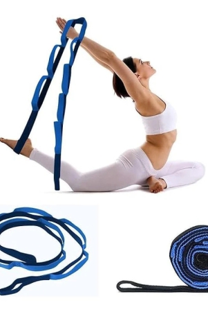 exercise-polyester-band-9-loops-stretching-strap-for-fitness-physical-therapy-pilates-nylon-yoga-strap-blue-pack-of-1-blue