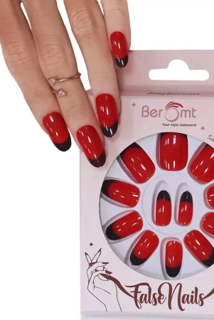 french-oval-tips-nail-kit-included-red-black