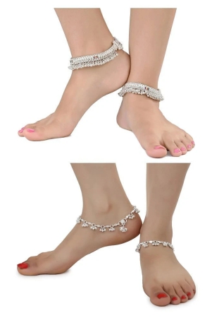 aanyacentric-combo-of-2-pair-silver-plated-white-metal-indian-traditional-ethnic-payal-anklets-silver