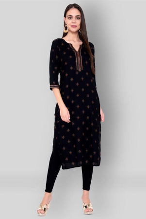 GOD BLESS - Black Rayon Womens Straight Kurti - XL