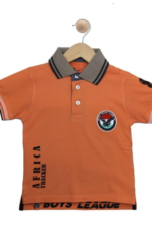 Boys Neon Orange Solid Polo T-Shirt