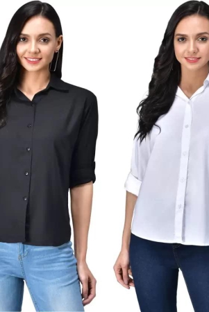 funday-fashion-women-regular-fit-solid-spread-collar-casual-shirt-pack-of-2