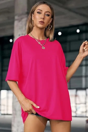 london-hills-womens-casual-round-neck-solid-oversized-drop-shoulder-regular-fit-t-shirt