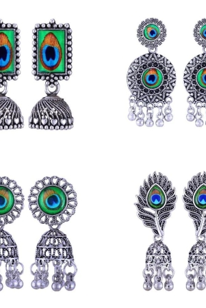 vivastri-silver-jhumki-earrings-pack-of-4-silver