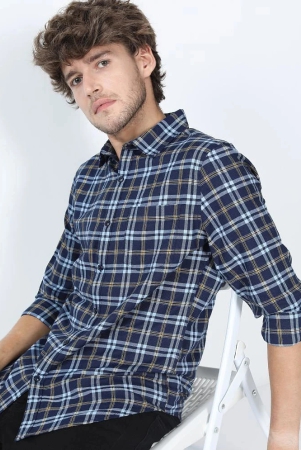 ketch-polyester-slim-fit-checks-full-sleeves-mens-casual-shirt-navy-blue-pack-of-1-none