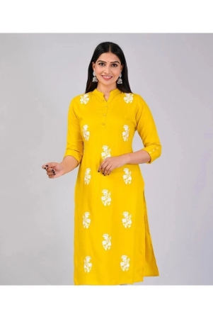 mauka-rayon-embroidered-straight-womens-kurti-yellow-pack-of-1-none