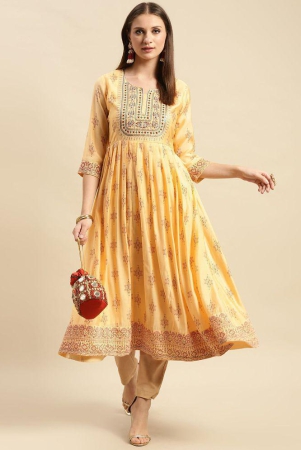 rangita-women-yellow-yoke-embroidered-ethnic-print-calf-length-flared-kurti-none