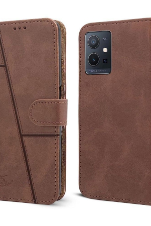 nbox-brown-flip-cover-artificial-leather-compatible-for-vivo-y75-pack-of-1-brown