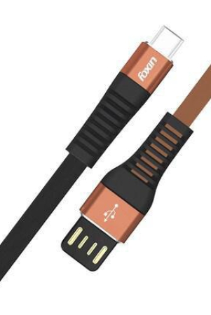 foxin-flat-premium-usb-to-type-c-12-mt-charge-sync-cable-brown-and-black