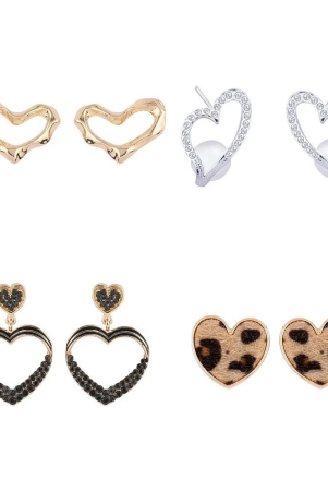 silver-shine-party-wear-stylish-heart-shape-fashion-earrings-for-women-and-girls-4-pairs-multi-color