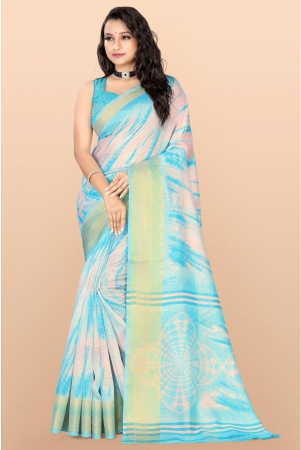 leelavati-light-blue-cotton-blend-saree-with-blouse-piece-pack-of-1-light-blue