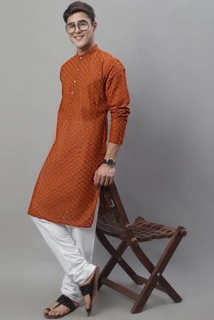 jompers-men-brown-chikan-kurta-with-churidar-xxl-brown