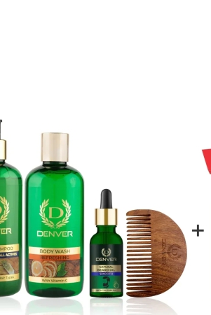 onion-shampoo-300ml-refreshing-body-wash-325ml-smooth-beard-oil-30ml-with-free-wooden-comb-free-imperial-nano-deo-with-loofah-pack-of-4