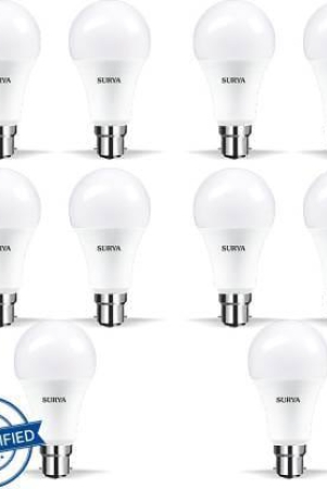 SURYA 7 W Round B22 LED Bulb  (White, Pack of 10)