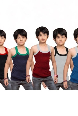 iconic-me-multi-color-cotton-solid-boys-vest-pack-of-5-none