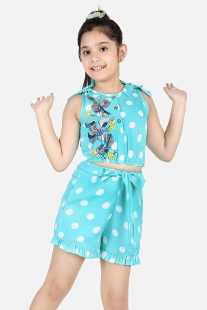 naughty-ninos-sea-green-polyester-girls-top-with-shorts-pack-of-1-none