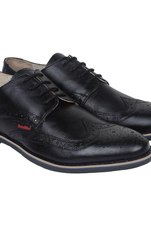 SeeandWear Black Brogue Formal Shoes for Men. Branded Genuine Leather Pointed Lace up Shoe
