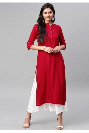 sipet-red-rayon-womens-straight-kurti-m