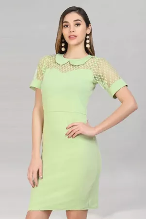 Selvia Lycra Solid Midi Womens Bodycon Dress - Lime Green ( Pack of 1 ) - None