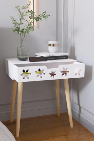 Estrella Wooden Bedside Table With Storage Drawer Nightstand-White