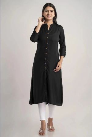 mauka-black-rayon-womens-front-slit-kurti-pack-of-1-xl