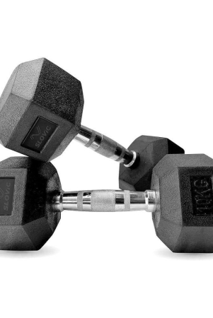 slovic-rubber-10-kg-fixed-hex-dumbbell