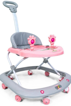 beybee-firstwalk-baby-walker-6-to-18-months-babies8-wheels-adjustable-height-light-weight-parental-push-handle-kids-walker-for-toddlers-boy-and-girl-soft-thick-cushioned-seat-pink-