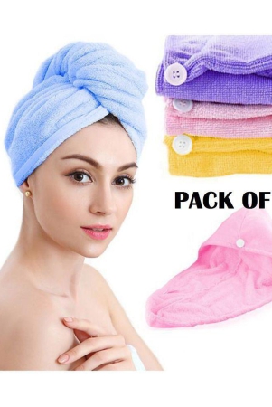 globle-enterprise-microfiber-hair-wrap-towel-drying-bath-spa-head-cap-turban-wrap-pack-of-4-multi-color