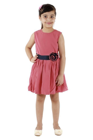 Kids Cave Dress for girls Fit And Flare Regular Fit Knee Length Fabric Polycrepe Frock Dress(Color_Pink,Size_3 Years to 12 Years) - None