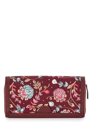 Lychee bags Women Printed Canvas Multicolour Wallet (Brown)