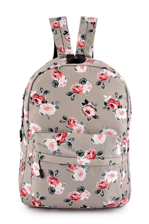 Lychee bags Women Beige Floral Printed Backpack