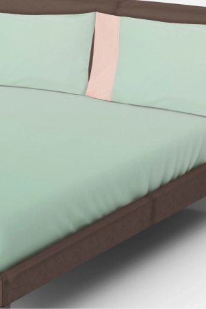 Solid Colour 100% Cotton, 270 TC Queen Bedsheet with 2 Colour Accent Pillow Cover Pista