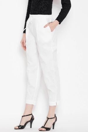 Women White Relaxed Peg Trousers