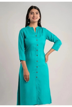 mauka-turquoise-rayon-womens-front-slit-kurti-pack-of-1-none