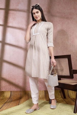 stylum-cotton-blend-striped-straight-womens-kurti-beige-pack-of-1-none